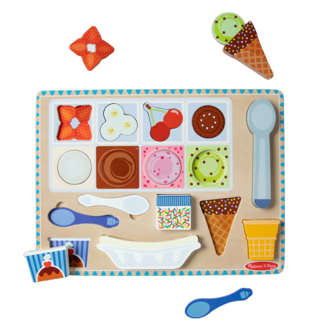 Set de joaca din lemn si puzzle magnetic Inghetata - imagine 11